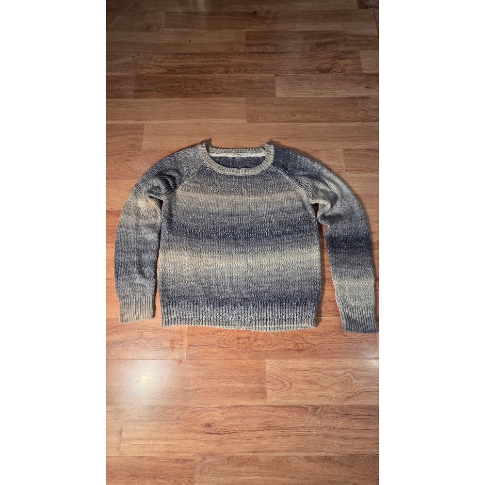 Rewind Gray Cream Ombre Space Dye Knit Crewneck Sweater Large NS320YXWK